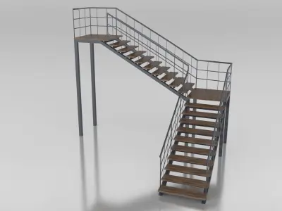 Metal L Stair Low-poly 3D model