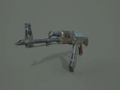 AK-47 silver sword Low-poly 3D model