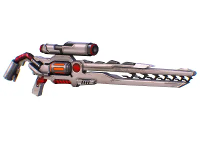 Sniper rifle of the future weapon barrel blaster laser arms Low-poly 3D model get