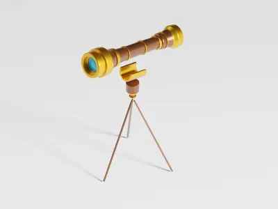 Low-Poly Cartoony Classic Telescope Free 3D model
