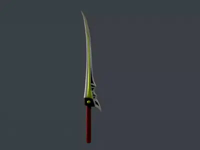Long Green Stylized Sword 3D Model Low-poly 3D model