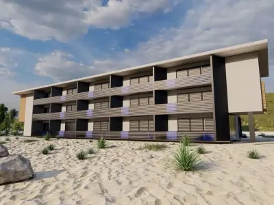 Hotel Beach-Hotel Beach Resort 3D model buy