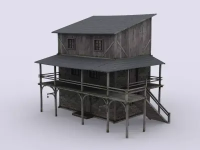 Medival hous 3 Low-poly 3D model