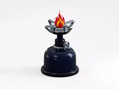 Camping stove Low-poly 3D model