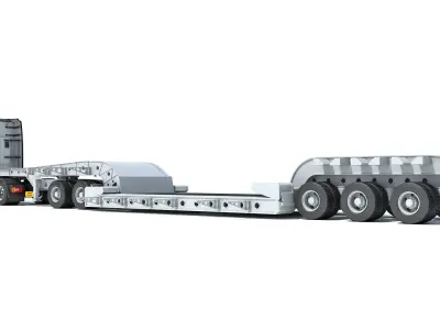 Heavy Truck with Lowboy Trailer 3D model purchase