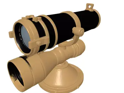 Polished Brass Telescope with Cracked Lens 3D model