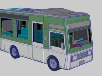 Mini Bus 16 - 18 seater Low-poly 3D model