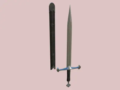Sword 02 PBR Unity UE V-Ray Arnold Textures Included Low-poly 3D model