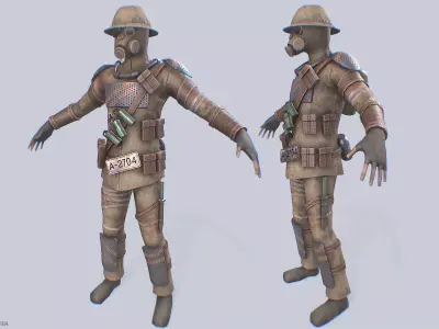Post apocalypse character Low-poly 3D model buy