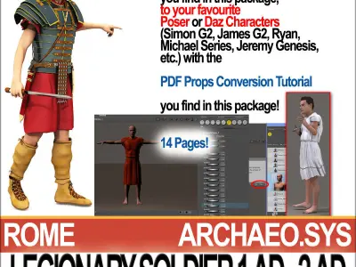 Ancient Rome Legionary Soldier 1 AD 2 AD and Poser Daz Props Set 3D model