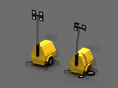 Post Apocalyptic Light Generator Low-poly 3D model
