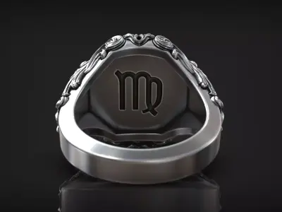 Virgo Zodiac Sign Ring Antique Sculpture Signet 3D print model
