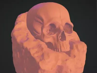 Skull on Rock 3D Model Realistic Decorative Sculpture Free 3D print model