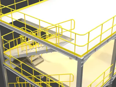 Industrial Metal Hangar 3D model 001 3D model
