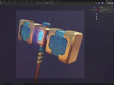 Game ready stylised hammer prop Low-poly 3D model