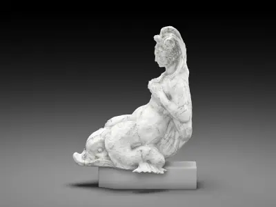 Mermaid marble Low-poly 3D model