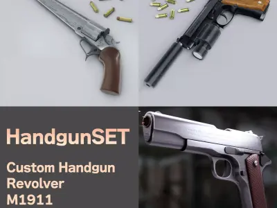 Handgun set Low-poly 3D model