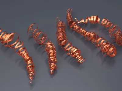 Spiral Copper Shavings from Lathe Operation 3D model