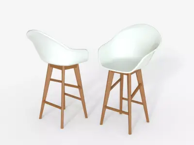 White wood  and  Epoxy Bar Chair 3D model