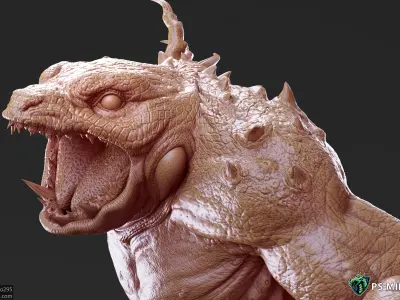 Blue Slaad Lizardman - Pose 4 3D print model