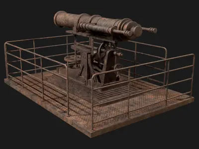 Artillery Cannon 1-Old Version Low-poly 3D model