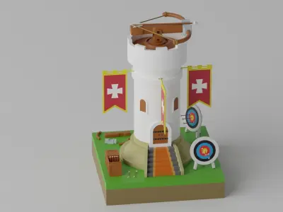 Cartoon Tower Defense Towers Collection A 3D model