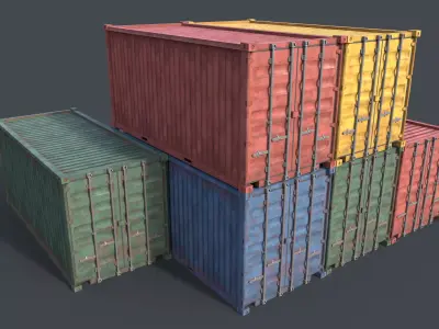 Shipping Container 4 colors GameReady  Low-poly 3D model