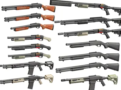 Remington 870 Modular Tactical Shotgun 3D Model Pack