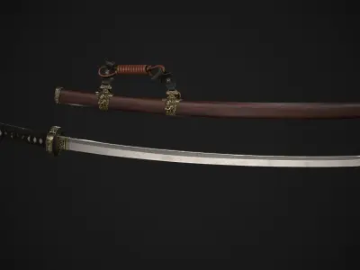 Japanese Katana Tachi Low-poly 3D model