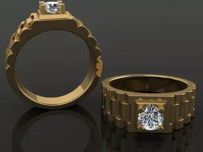 Signet Ring Diamond Link Style Mix Size  3D print model