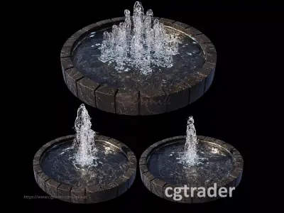 3 large water Fountains  3D model