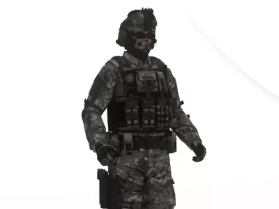 Elite Special Forces Soldier Game-Ready Rigged 3D Model Low-poly 3D model