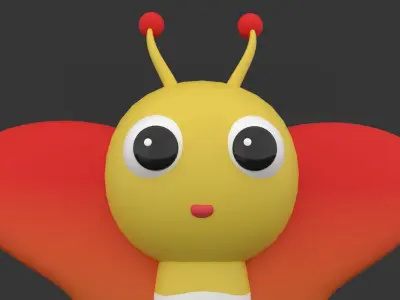 Stylized 3D Cartoon Butterfly Low-poly 3D model