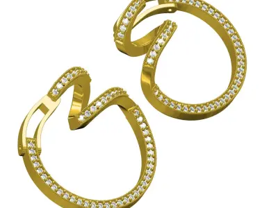 Antique Spiral Design Diamond Stud Earring 3D print model