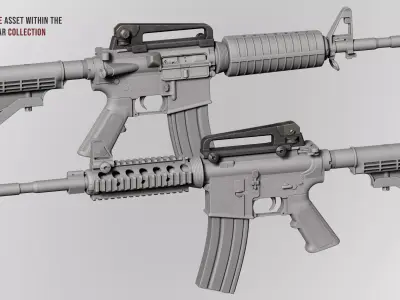AR15 M4A1 Modular Rearsight Carry Handle Customizable Low-poly 3D model