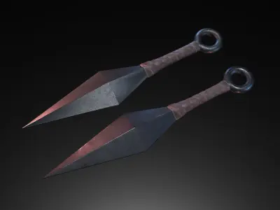 Kunai Low Poly pair of swords Free low-poly 3D model