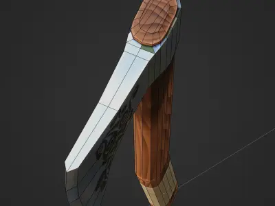 Viking Battle Axe with curved handle Free low-poly 3D model