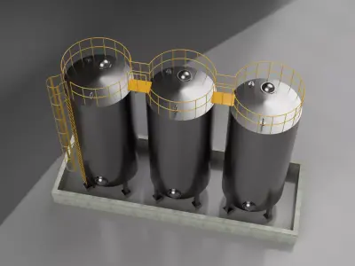 Industrial Storage Tanks - Vertical Steel Tank System 3D model