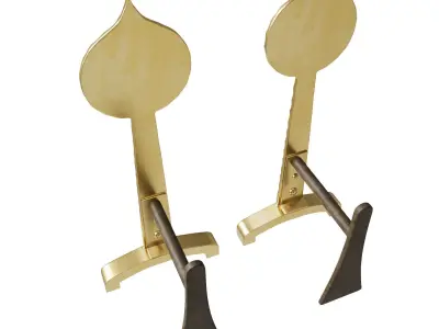 Pair Of Antique Victorian Quality Brass Fire Dogs 3D model