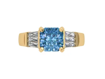 Radiant Solitaire Ring 3D print model 5