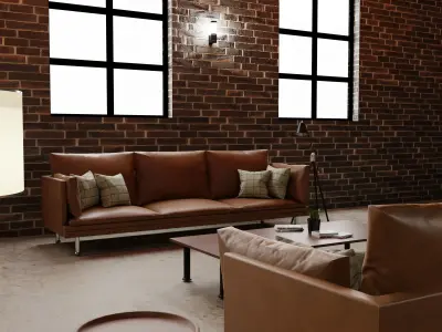 industrial living room 3D model