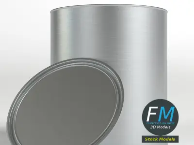 Open paint can and lid 3D model