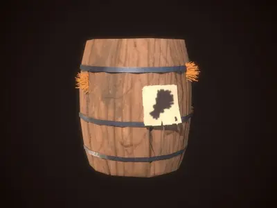 Stylized Barrel PBR low-poly game ready Low-poly 3D model