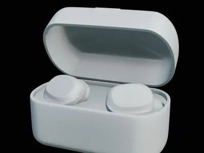 Cartoon-Style Wireless Earphones with Case Free 3D model
