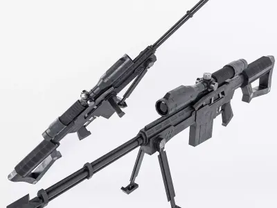 Anti-materiel rifle Low-poly 3D model