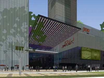 SU Model of Modern Super High rise Office Building Complex 3D model