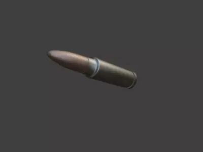 Cartridge for a homemade Kalashnikov assault rifle Free low-poly 3D model