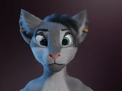 Yennifer Anthro Cat Free low-poly 3D model