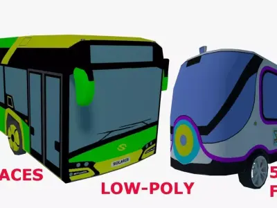 Buses collection LOW-POLY bus Low-poly 3D model