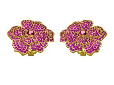 Antique Fully Iced Diamond Flower Earring 3D print model purchase
